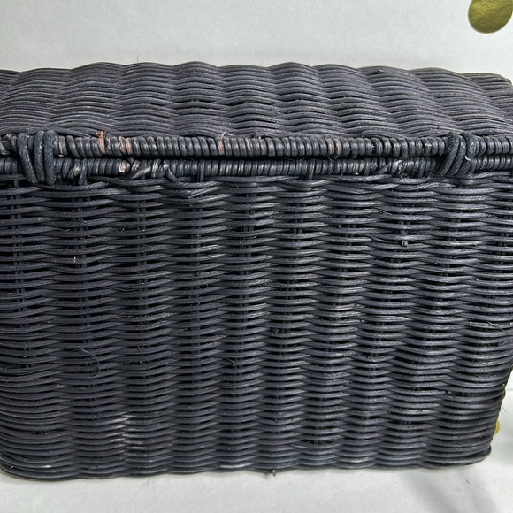Zara black rattan basket bag with snap closure and chain strap - Picture 4 of 7